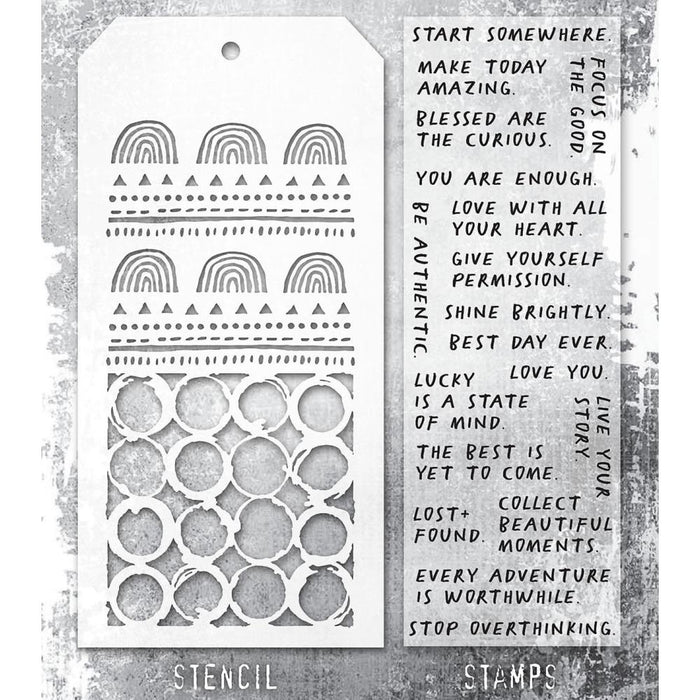 Tim Holtz - Mixed Media Clear Stamp & Stencil - #62. Available at Embellish Away located in Bowmanville Ontario Canada.