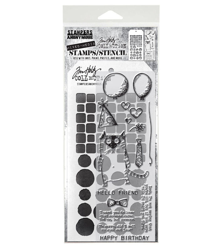 Tim Holtz - Mixed Media Clear Stamp & Stencil - #9. Available at Embellish Away located in Bowmanville Ontario Canada.
