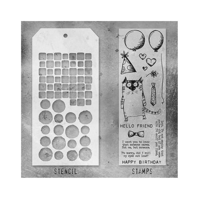 Tim Holtz - Mixed Media Clear Stamp & Stencil - #9. Available at Embellish Away located in Bowmanville Ontario Canada.
