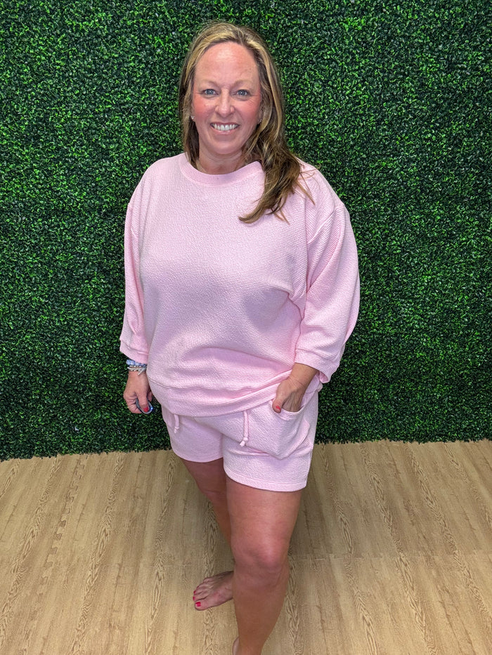 Tres Bien Pink Waffle Knit Short