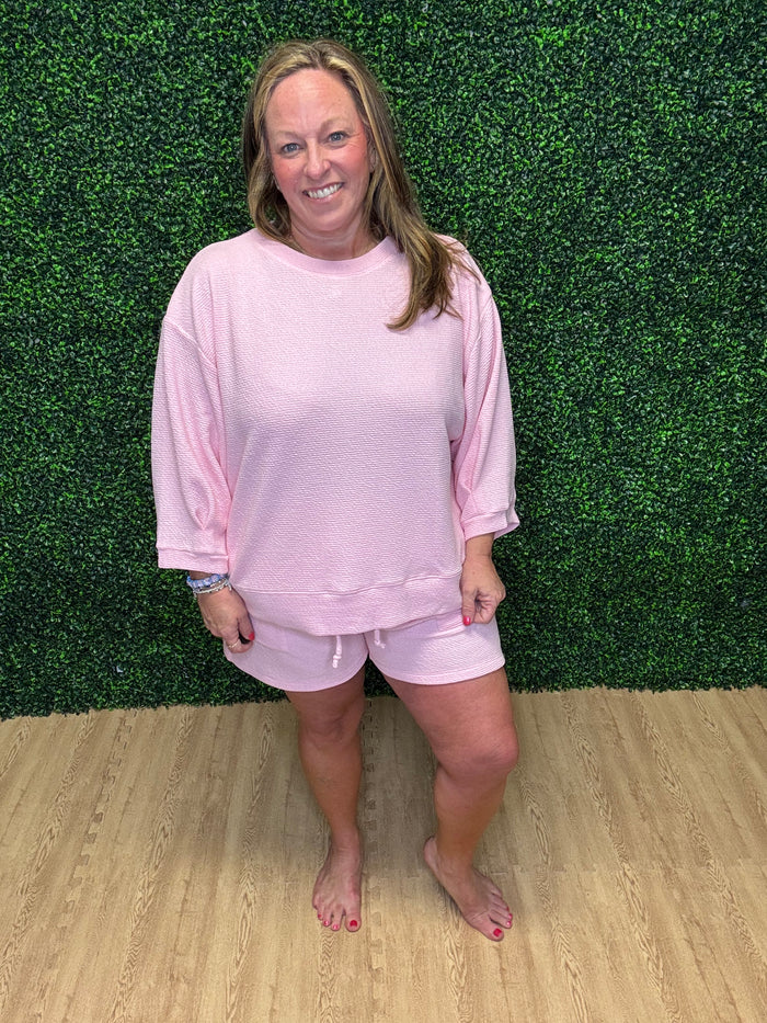 Tres Bien Pink Waffle Knit Short