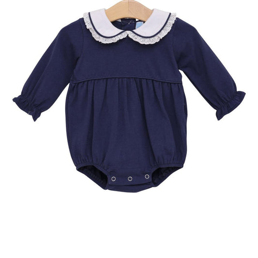 Trotter Street Eleanor Navy Bubble w/ Eyelet Collar