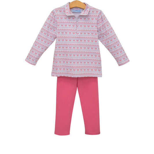 Trotter Street Sweetheart 1/4 Zip Pullover Set-Bright Pink