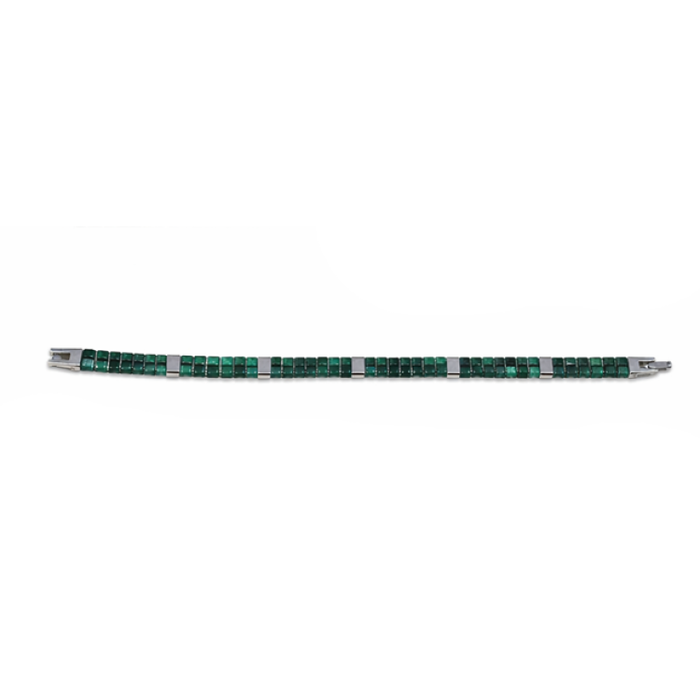 TwinAxis Faceted Stone Bracelet – Stainless Steel Accents