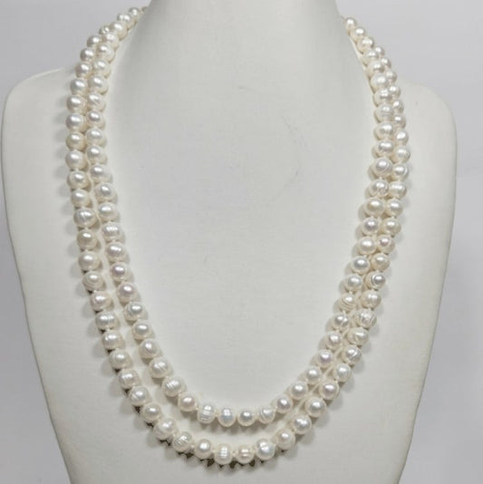 Two Strand White Baroque Freashwater Pearl Necklace