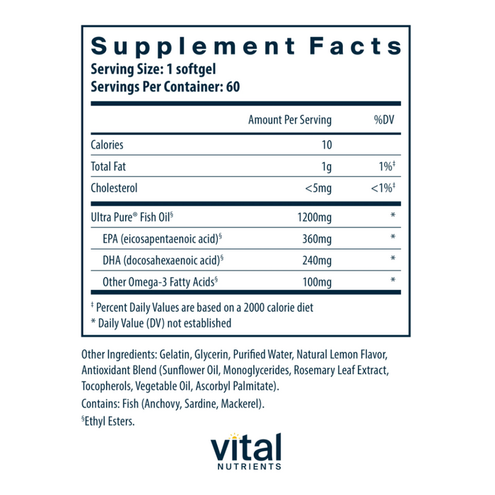 Ultra Pure® Fish Oil 700 Pharmaceutical Grade by Vital Nutrients