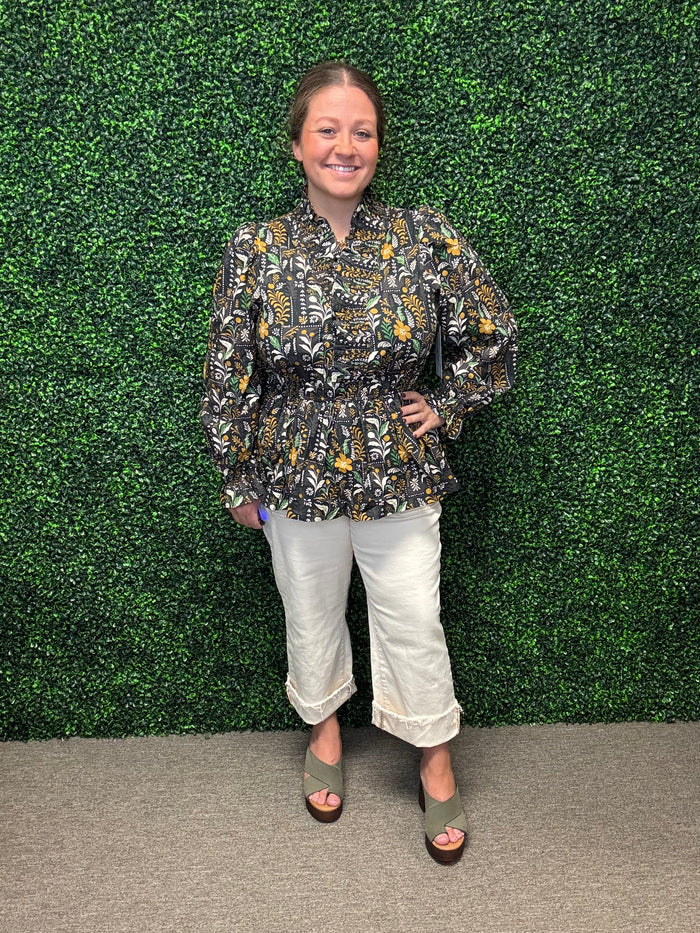 Umgee Mixed Floral Peplum Top