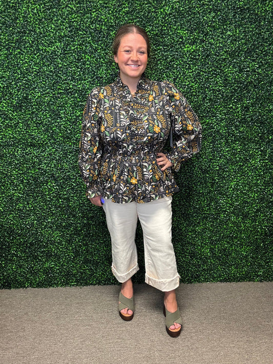 Umgee Mixed Floral Peplum Top