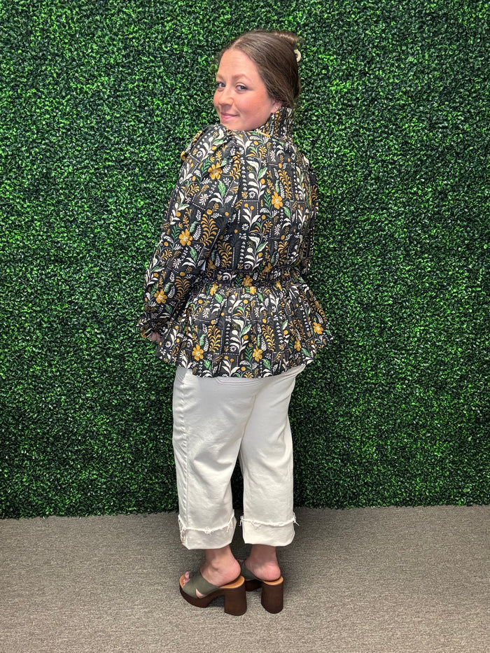 Umgee Mixed Floral Peplum Top