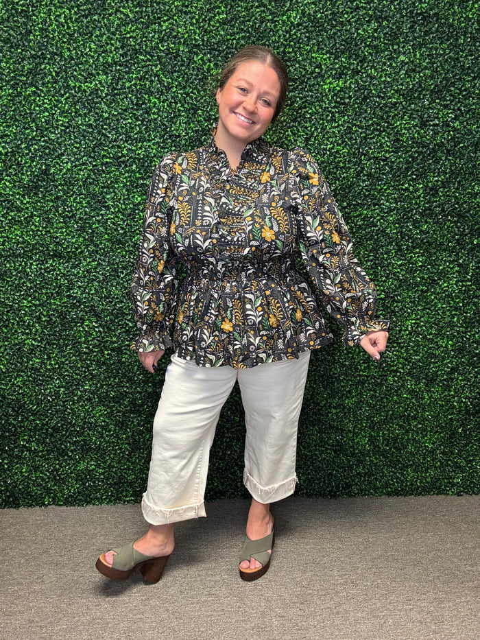 Umgee Mixed Floral Peplum Top