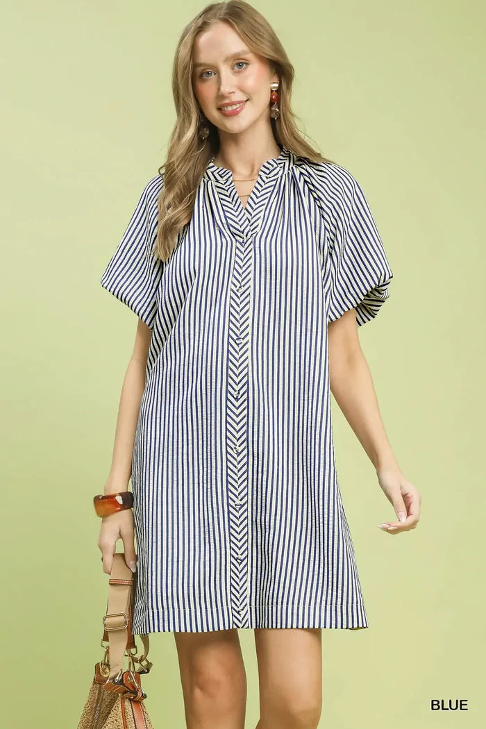 Umgee Vertical Stripe Shift Dress