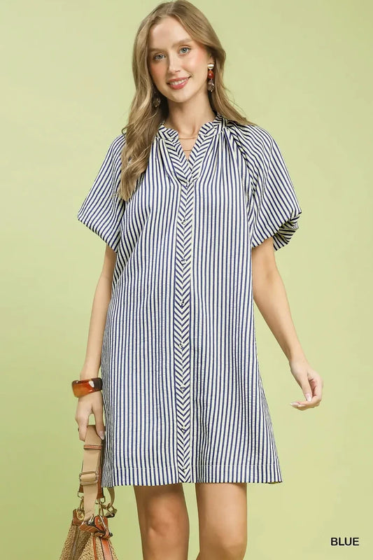 Umgee Vertical Stripe Shift Dress