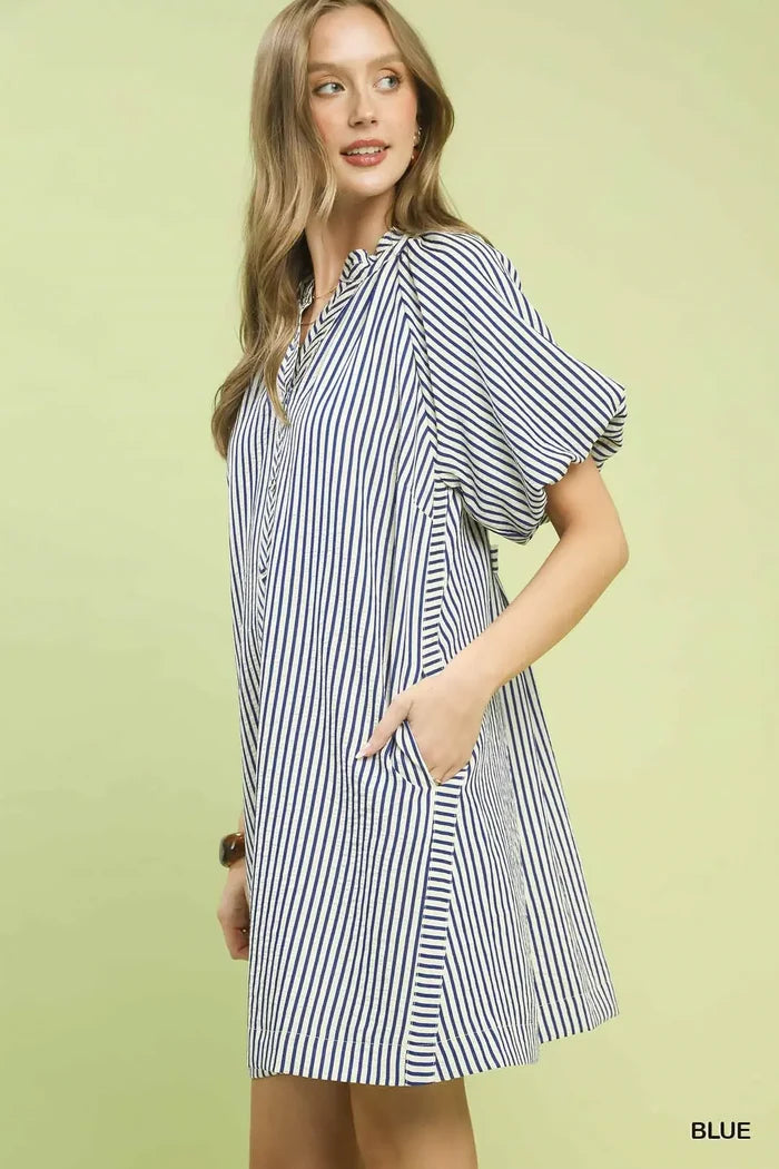 Umgee Vertical Stripe Shift Dress