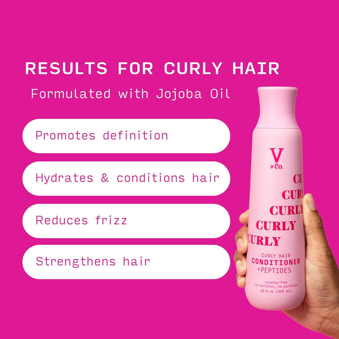 V & CO curly hair conditioner + peptides curlty free no sulfates no parabens بلسم الشعر الكيرلي