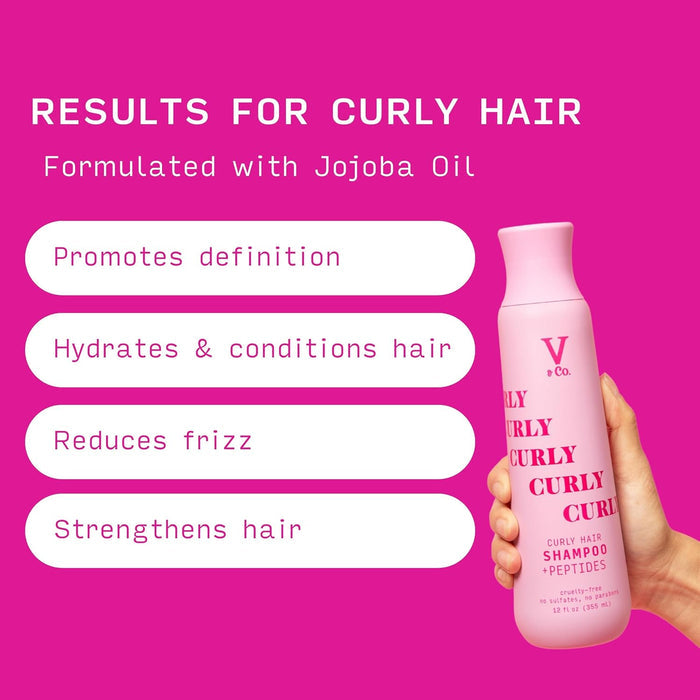 V & CO curly hair shampoo + peptides curlty free no sulfates no parabens شامبو الشعر الكيرلي