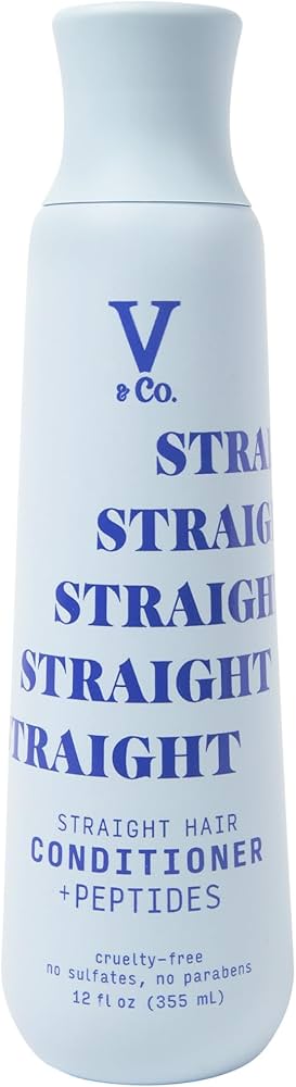 V & CO straight hair conditioner + peptides curlty free no sulfates no parabens بلسم الشعر المنسدل