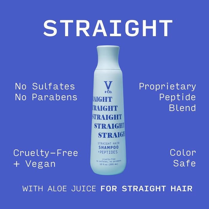 V & CO straight hair conditioner + peptides curlty free no sulfates no parabens بلسم الشعر المنسدل