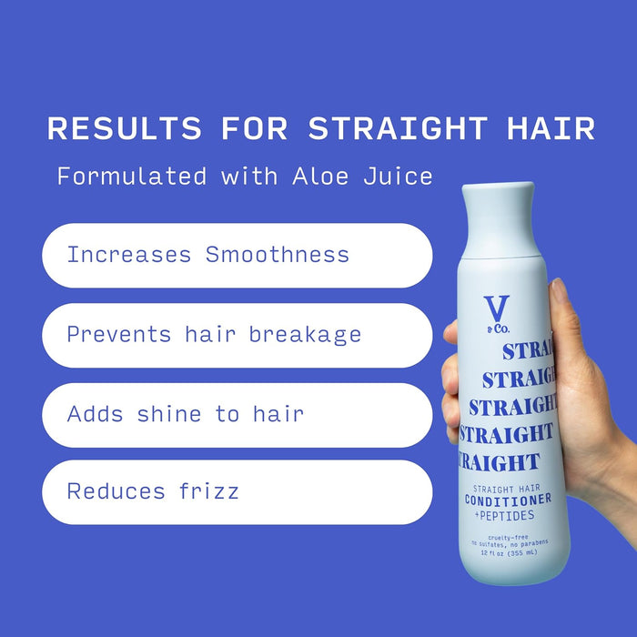 V & CO straight hair conditioner + peptides curlty free no sulfates no parabens بلسم الشعر المنسدل