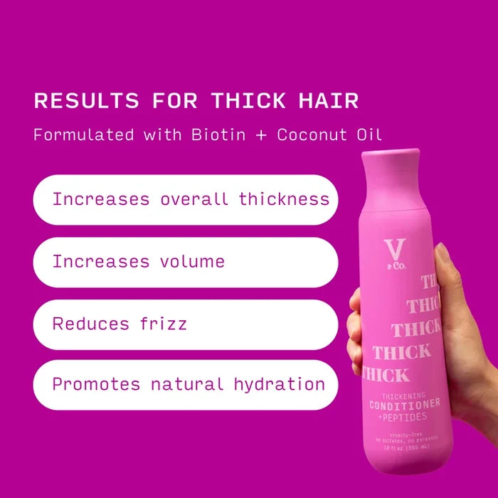 V & CO thick hair conditioner + peptides curlty free no sulfates no parabens بلسم الشعر الكثيف