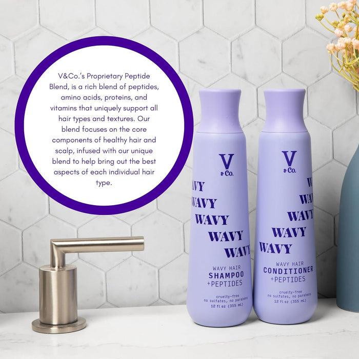V & CO wave hair conditioner + peptides curlty free no sulfates no parabens بلسم الشعر المموج
