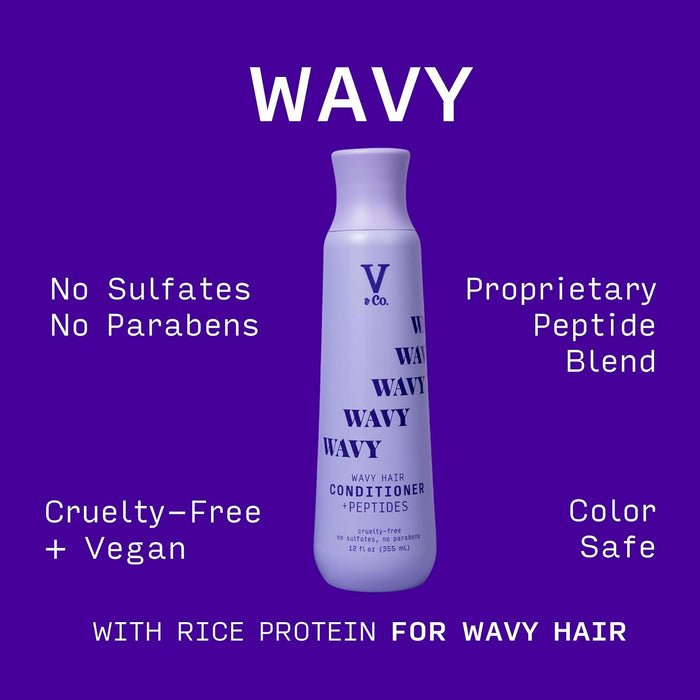 V & CO wavy hair shampoo + peptides curlty free no sulfates no parabens شامبو الشعر المموج