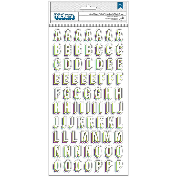 American Crafts - Vicki Boutin - Sweet Rush - Thickers Stickers - 148/Pkg - Sweet Rush Alpha/Chipboard. Available at Embellish Away located in Bowmanville Ontario Canada.