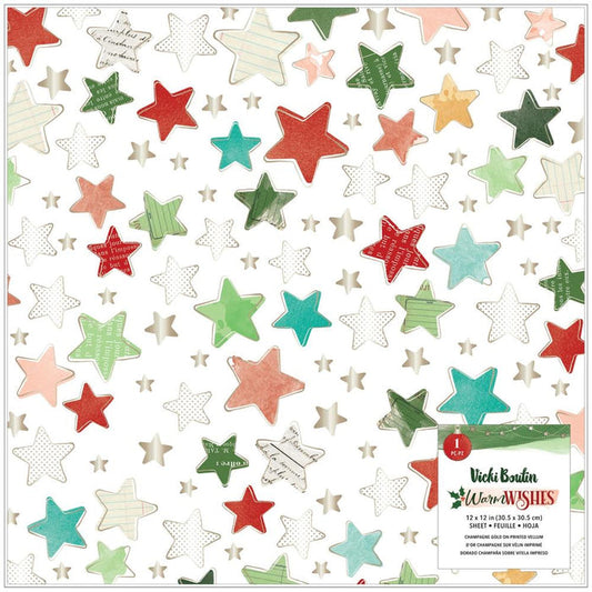American Crafts - Vicki Boutin - Warm Wishes - Specialty Paper 12"X12" - Vellum W/Champagne Gold Foil. Available at Embellish Away located in Bowmanville Ontario Canada.