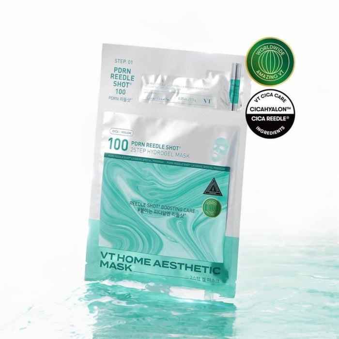 VT Cosmetics PDRN Reedle Shot 100 2Step Hydrogel Mask (1 Sheet) قناع هيدروجيل ريدل شوت ١٠٠ من في تي كوزماتيكس PDRN بخطوتين - Princess Cosmetics Qatar