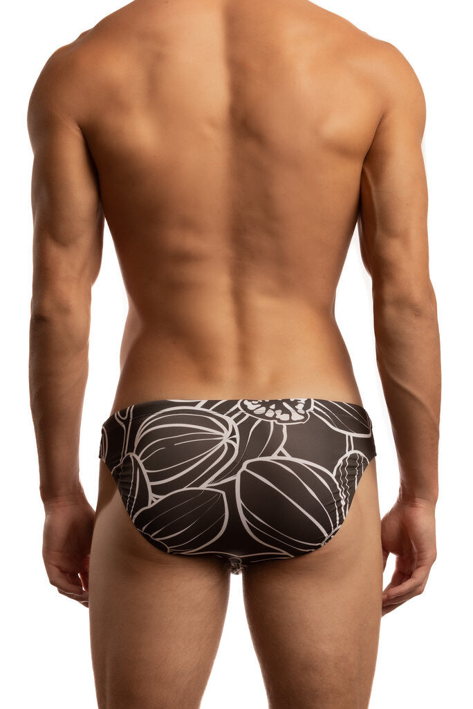 Jack Adams Waterman Swim Brief in black & white flower - sexy, premium, fun men's underwear and swimwear