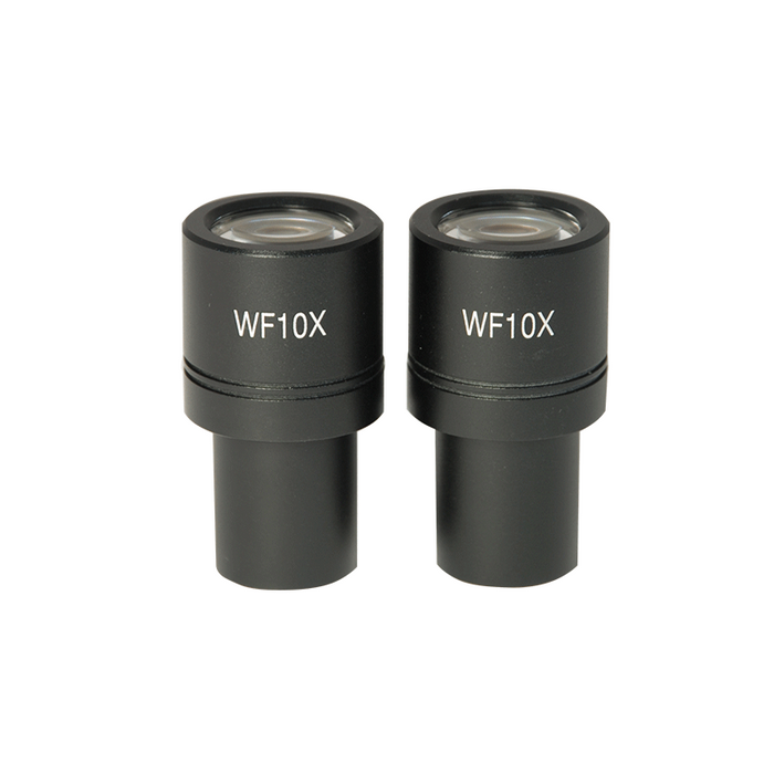 WF 10X Widefield Microscope Eyepieces, High Eyepoint, 23.2mm, FOV 18mm (Pair), SKU MT14022211, three quarter front view
