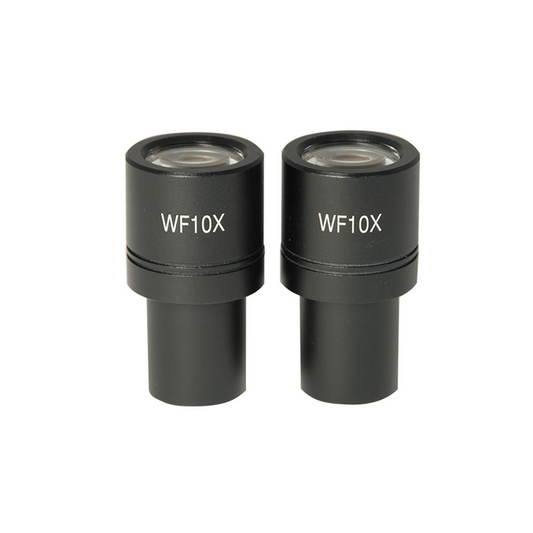 WF 10X Widefield Microscope Eyepieces, High Eyepoint, 23.2mm, FOV 18mm (Pair), SKU MT14022211, three quarter front view