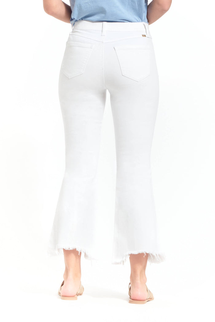 White Demi Boot Jean with Sharkbite Hem-1822 Denim