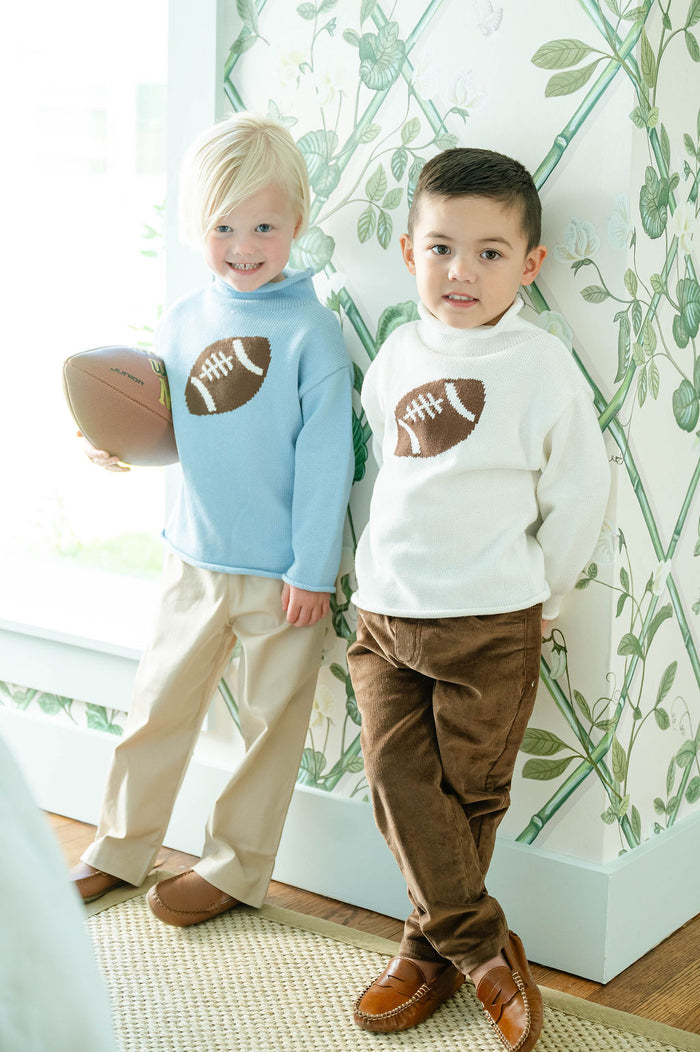White Football Roll Neck Sweater