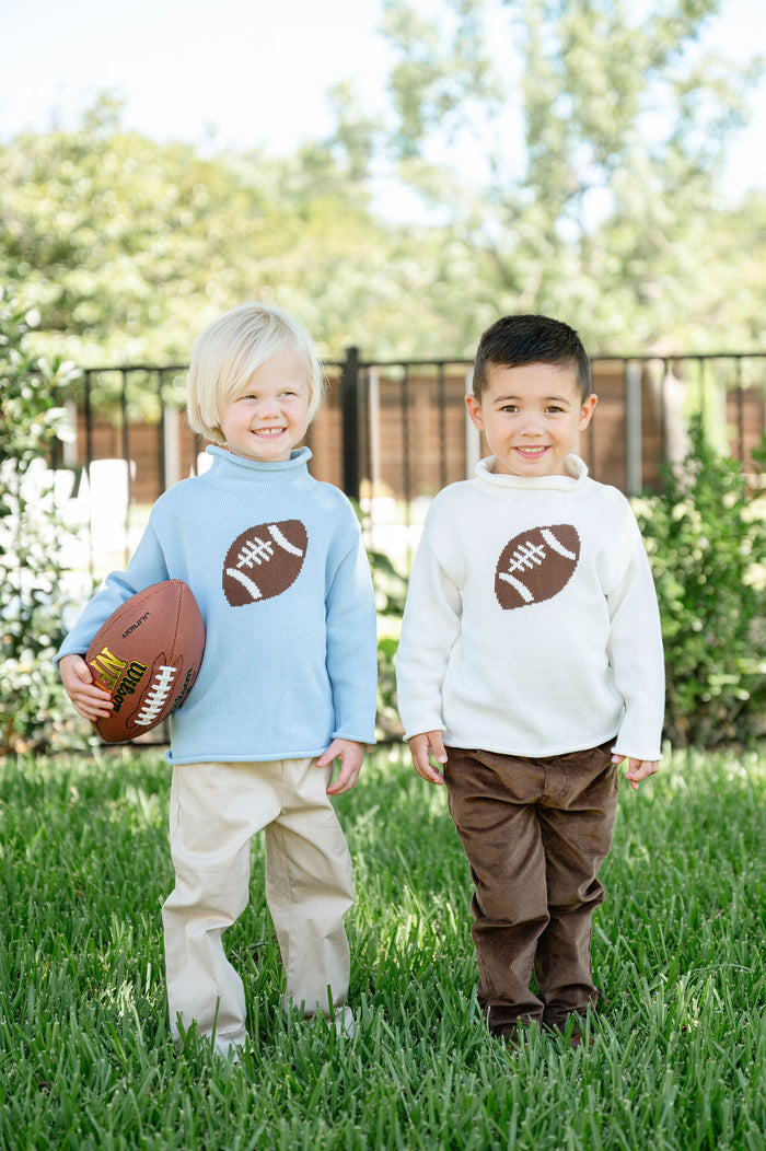 White Football Roll Neck Sweater