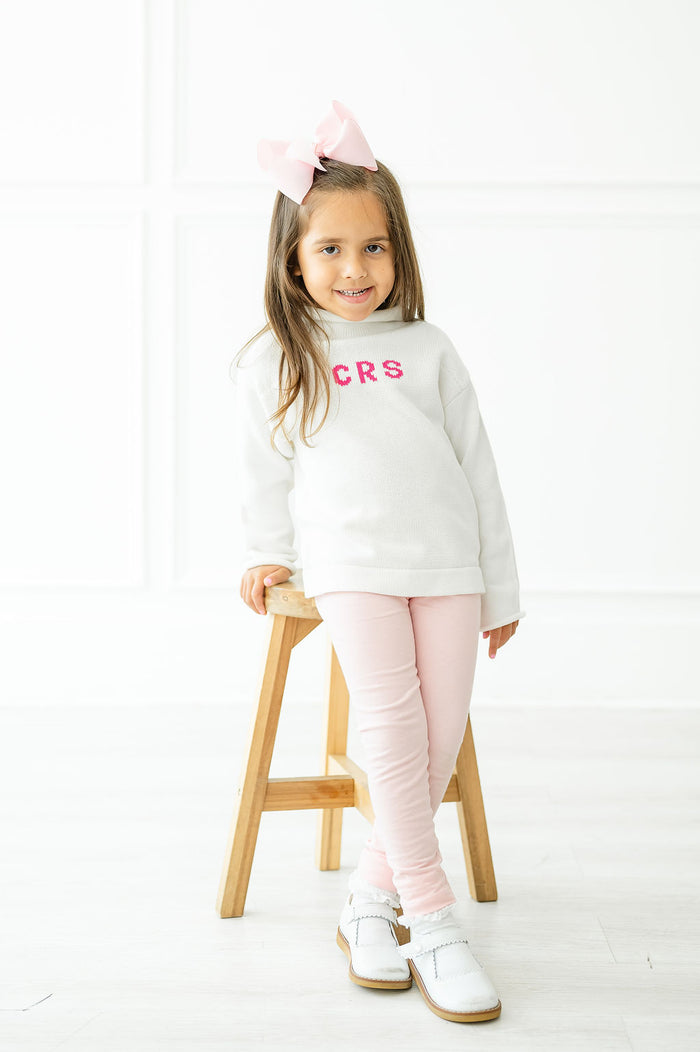 White Personalized Knit Sweater for Kids