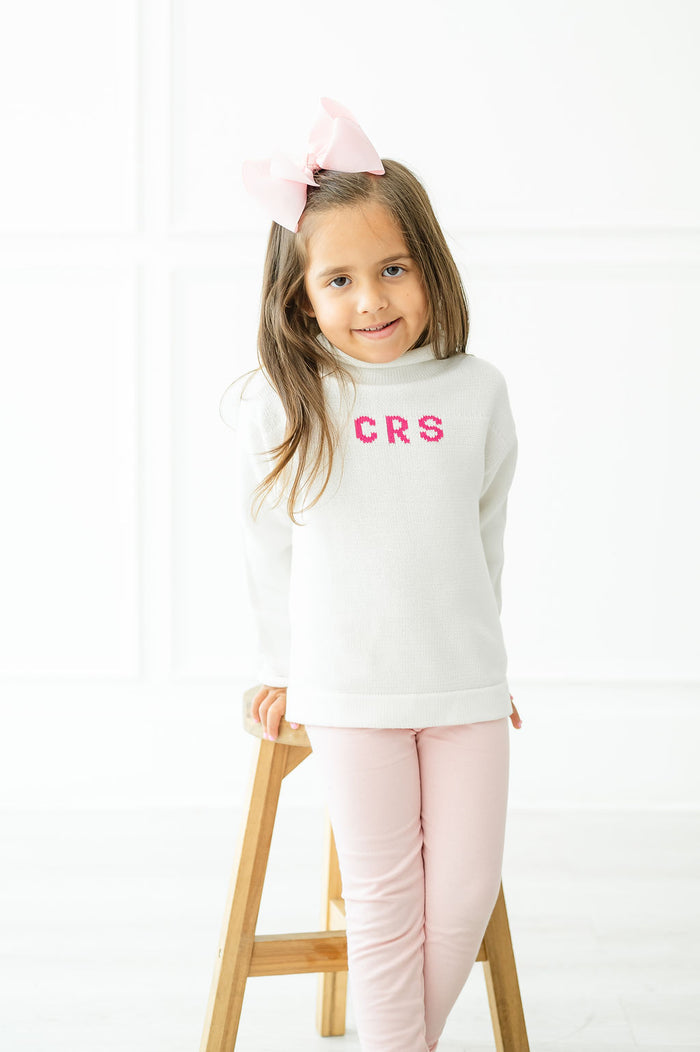 White Personalized Knit Sweater for Kids