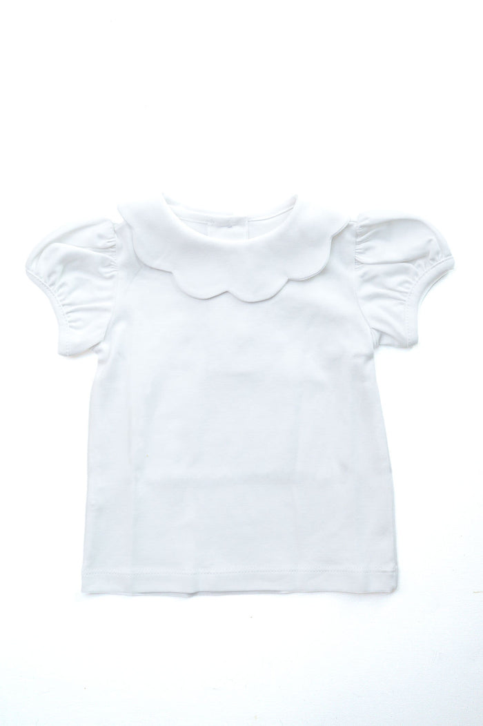 White Scallop Peter Pan Collar Shirt & Onesie