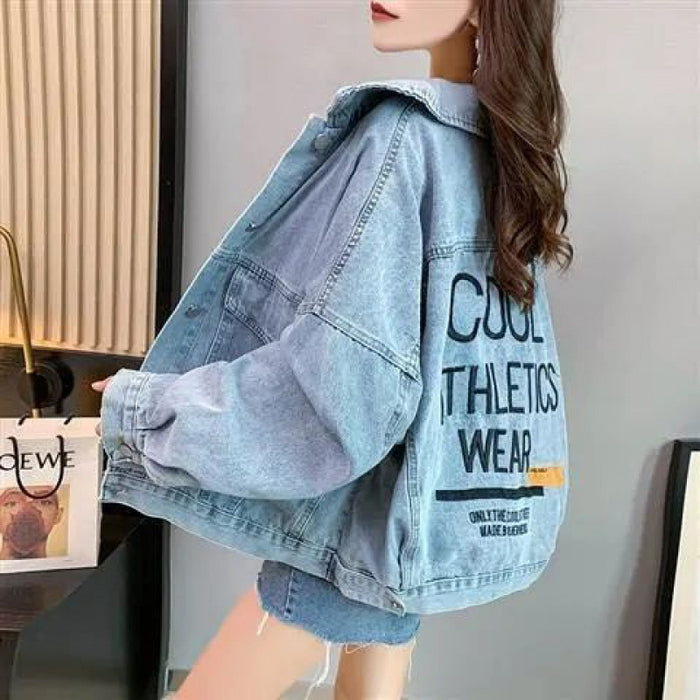 Women's Korean Style Embroidery Loose Denim Jacket — Spring & Autumn