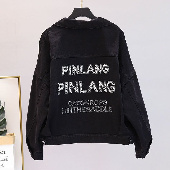 Women's Korean Style Embroidery Loose Denim Jacket — Spring & Autumn