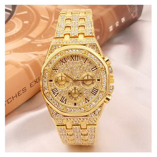 Women's Three-Eye Diamond Starry Sky Watch - Gypsophila Quartz Watch
