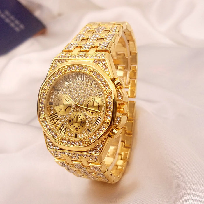 Women's Three-Eye Diamond Starry Sky Watch - Gypsophila Quartz Watch