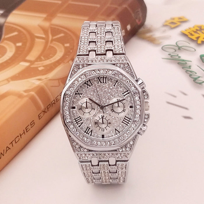 Women's Three-Eye Diamond Starry Sky Watch - Gypsophila Quartz Watch