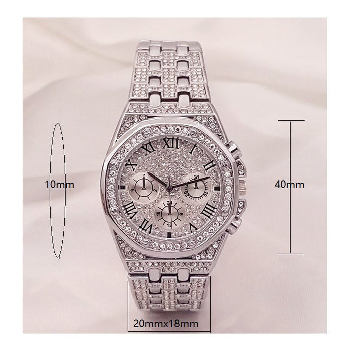 Women's Three-Eye Diamond Starry Sky Watch - Gypsophila Quartz Watch