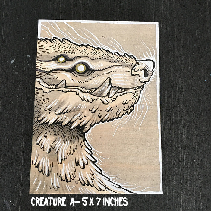 WOOD BLOCK MONSTER PAINTINGS
