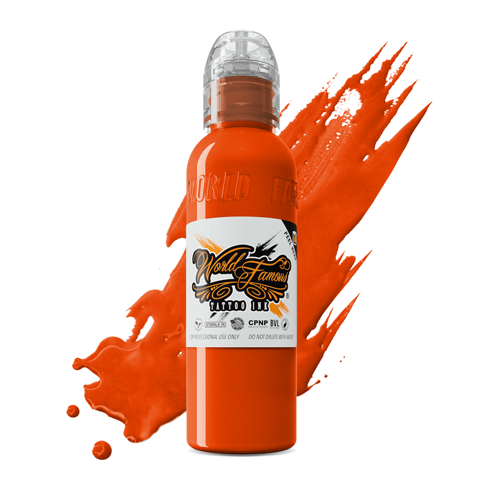 World Famous Straight Orange Tattoo Ink, Reliable Vibrant Orange, Vegan Friendly - SD Cosmetics Care