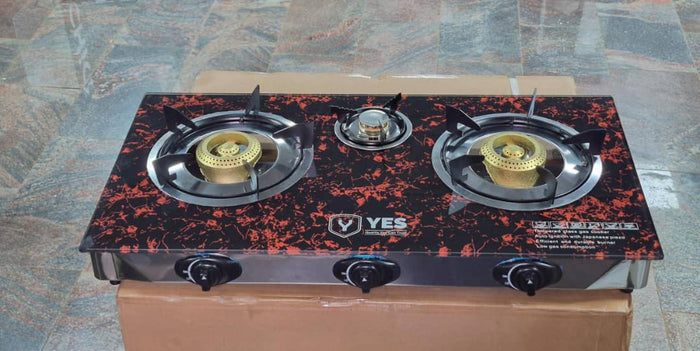 YES Triple Gas Burner – Tempered Glass Cooktop