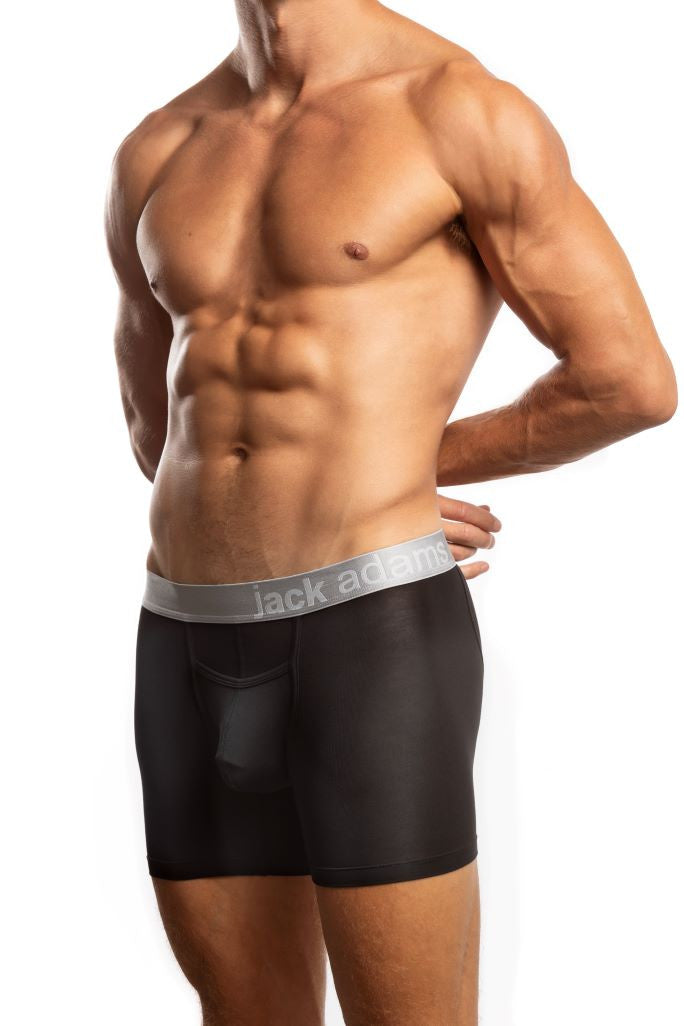 Jack Adams Zen Modal Boxer Brief in black (profile view) - men's sexy, premium, functional underwear, jockstraps and thongs.